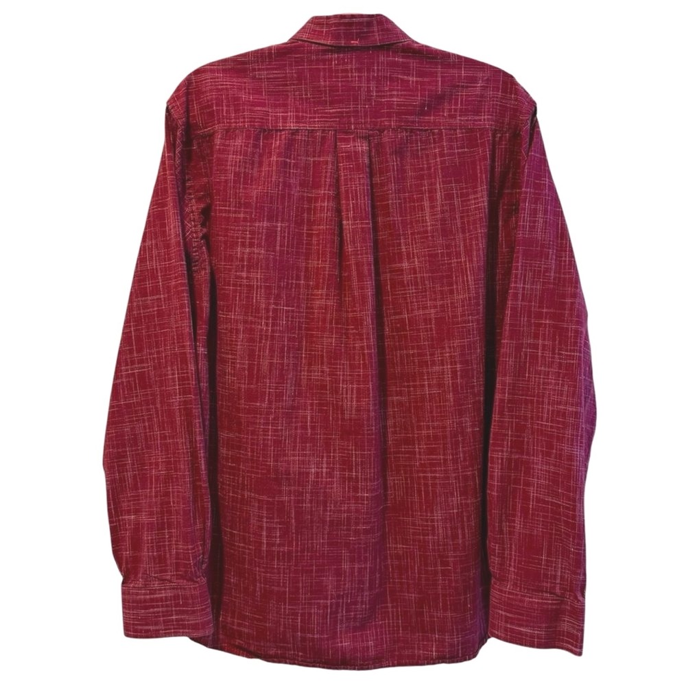 im·pā·tient wŏlves Button Down Shirt Red Crosshatch Textured Mens L - Picture 5 of 8